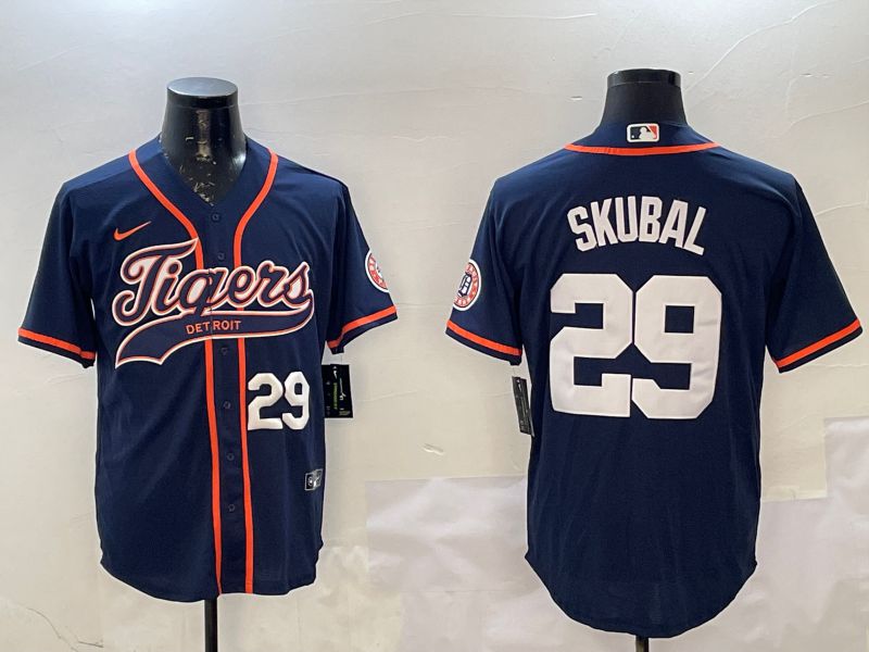 Men Detroit Tigers #29 Skubal Blue Joint Name 2025 Nike MLB Jersey style 2->detroit tigers->MLB Jersey